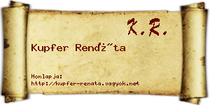 Kupfer Renáta névjegykártya
